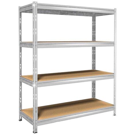 ANEMOS Scaffale  in kit legno/metallo, ad incastro, 4 ripiani rinforzati, cm 160x60xh.180, portata 300 kg