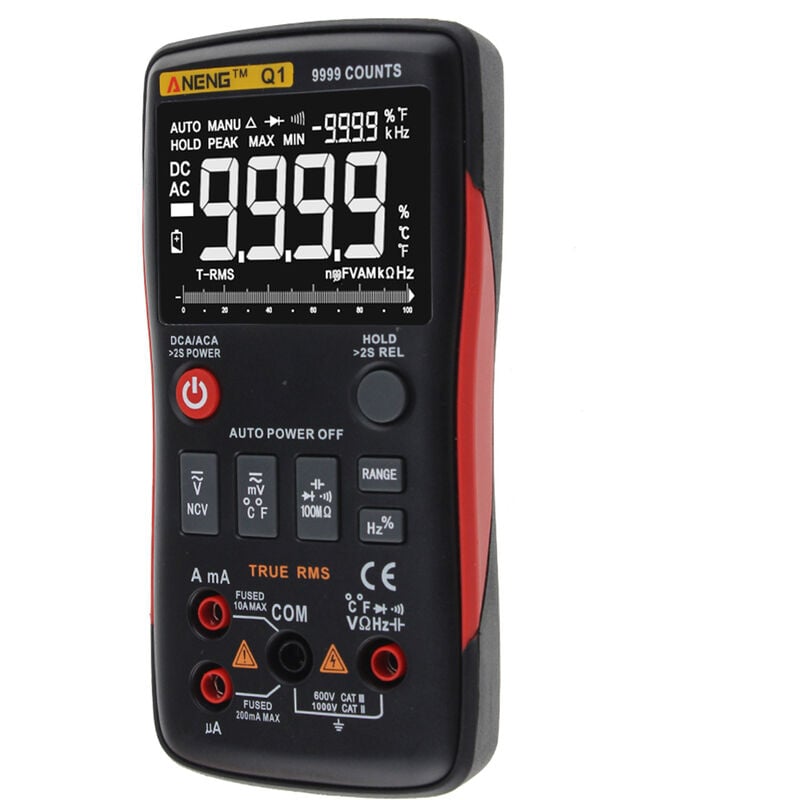 

ANENG 9999 cuenta verdadero valor eficaz multimetro digital multifuncional voltimetro amperimetro,rojo