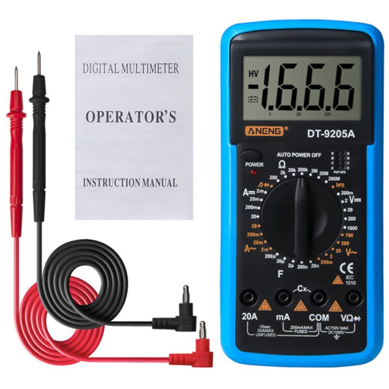 ANENG DT9205A Auto-Ranging Digital Multimeter, AC/DC Transistor Tester, NCV Electrical Tester, Professional Analog Tester