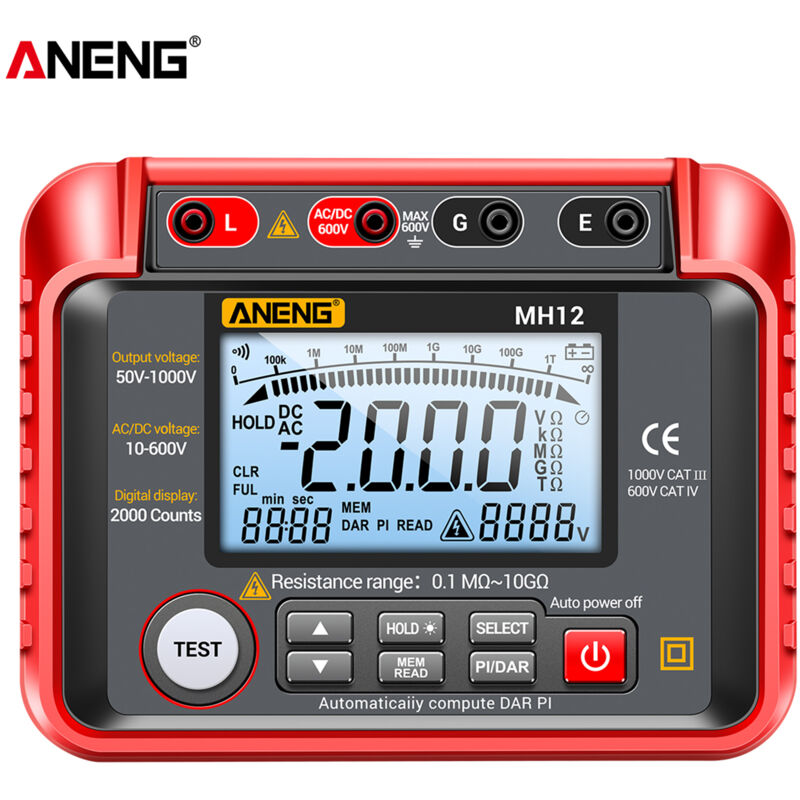ANENG MH12 testeur de résistance d'isolation Table à secousses compteur de résistance d'isolation numérique de haute précision compteur de tension