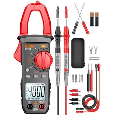 ANENG Multimètre ST181,4000 Points TRMS Pince Multimètre à Plage Automatique Avec Tension AC/DC,Courant AC,Résistance,Capacité,Continuité,Détection De Tension Sans Contact,Diodes,Outils électriques