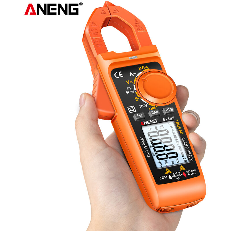 

ANENG ST185 Medidor de pinza inteligente 4000 cuentas Multimetro digital de rango automatico Pantalla LCD Voltaje CA CC Detector de corriente CA