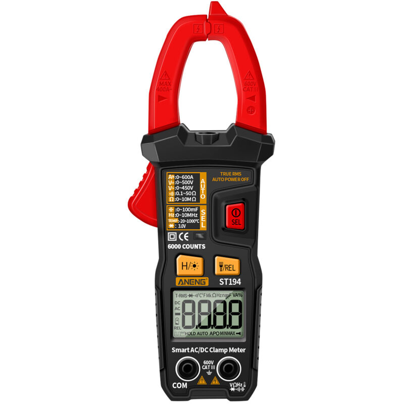 Lifcausal - ST194 6000 Compteurs Pince Ampèremétrique Numérique True rms Testeur de Courant ncv Compteur Universel Voltmètre dc/ac Ampèremètre ac/dc