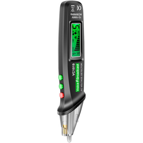 ANENG VC1019 Stylo de test numérique LCD Testeur de diffusion vocale sans contact Sensibilité réglable avec indicateur laser Alarme sonore/lumière Lampe de poche