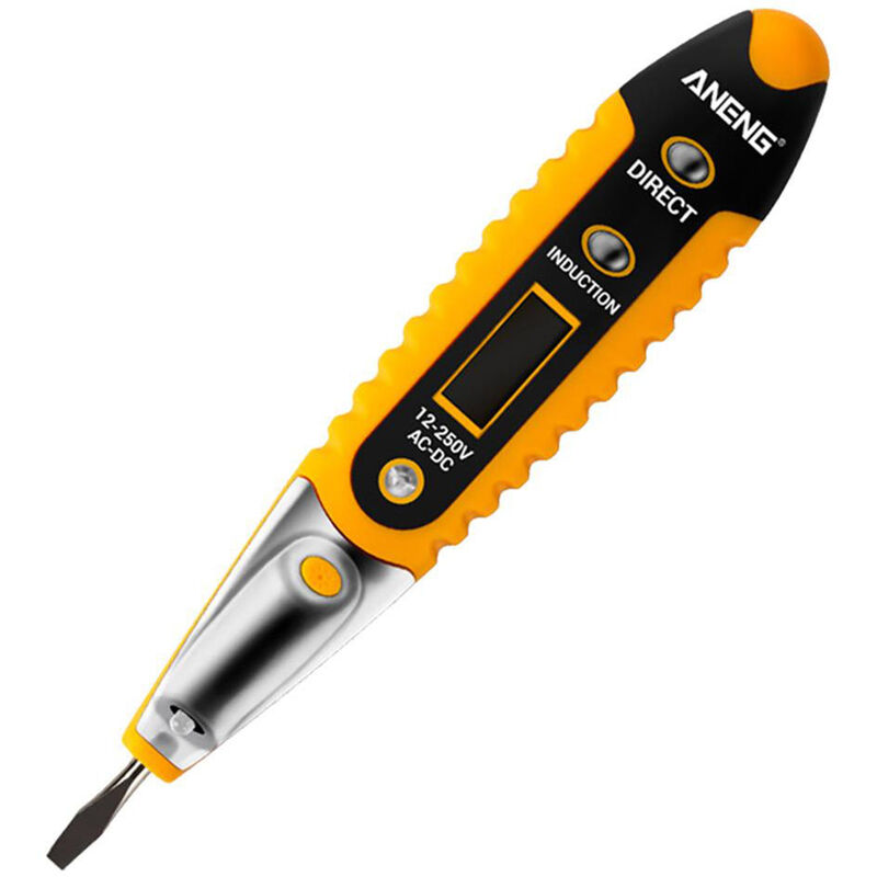 Aneng - VD700 led Digital Power Pen,Multifunctional Safety Inductive Electric Test Pen,12-250V ac DC,with Flashlight,Yellow - Yellow