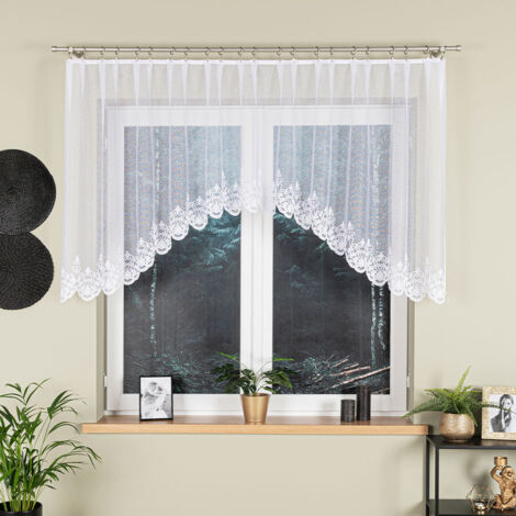 ŻANETA - Tenda jacquard pronta all'uso con taglio in basso - 400x105 cm - bianco