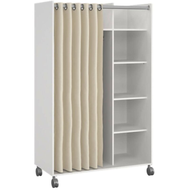 

Dmora - Inserto de compartimentos con ruedas para armario, color blanco, 99,7 x 160 x 48,25 cm