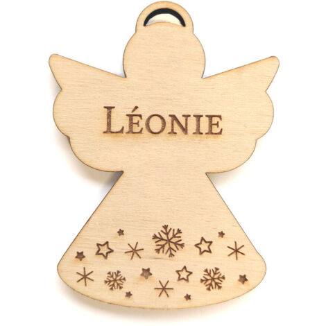 Ange de Noël en bois personnalisable – Décoration sapin à suspendre – Prénom gravé – 8 x 6 cm – Fabrication française