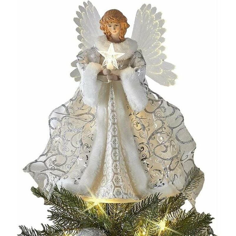 Gabrielle Ange de Noël Haut du Sapin Ange De Noël Topper Traditionnel De Sapin De Noël,Topper de sapin de Noël Ange - 25x20cm Ange de Noël Haut du