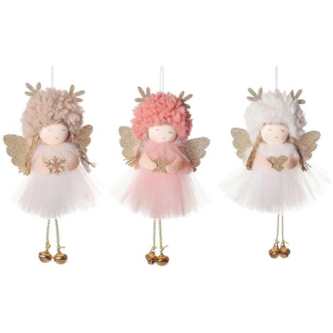 Ange de Noël suspendu pour poupée (lot de 3), décoration à suspendre au sapin de Noël pour la maison, les fêtes, la porte d'entrée, le mur ou la fenêtre.