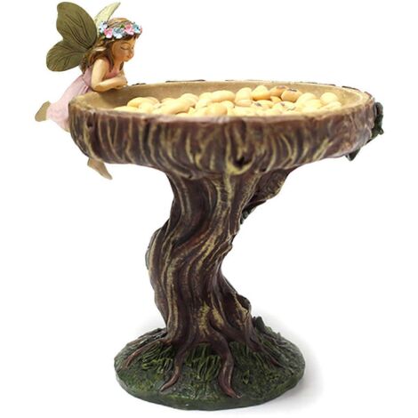 Ange Fille Jardin Résine Art Fée Statue Mangeoire Oiseaux Déco Extérieur Sculpture Jardin Outil