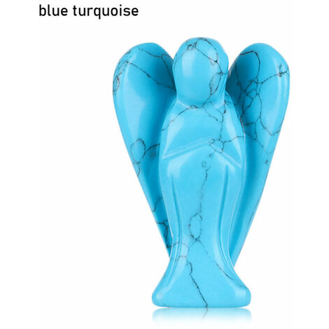 Ángel de la guarda de cristal Natural, artesanía tallada, decoración del hogar, amatista, figuritas en miniatura de la suerte, Reiki, Chakra, piedra curativa, estatua,2inches blue
