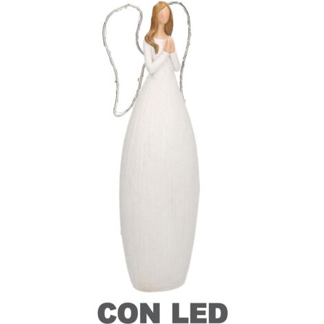 Ángel de resina blanca con led cm10x7h30