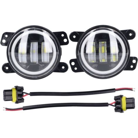 Angel Eyes Light 30W 3000LM LED Antibrouillard Avant 10‑30V Universel pour Voiture Camion Van Remorque