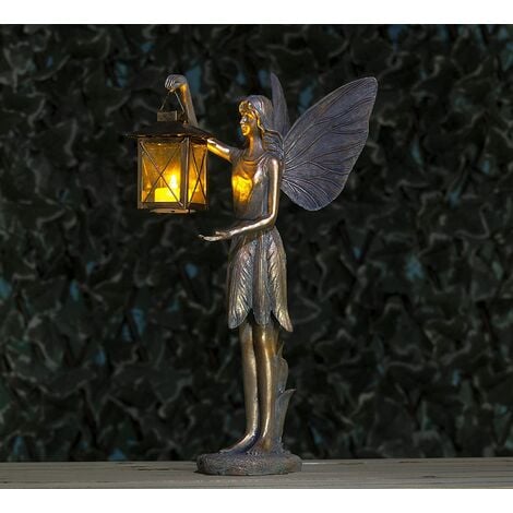 Angel Fairy - Large Light Up LED Lantern Winged Angel Garden Ornament Statue