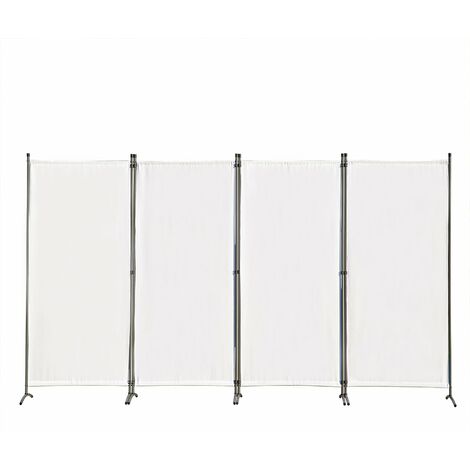 Angel Living Biombo Grande de 4 Paneles, Decoración Elegante, Separador de Ambientes Plegable, Divisor de Habitaciones, 333X170 cm Blanco - blanco