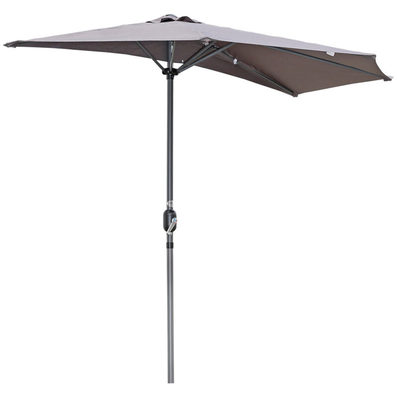 

Sombrilla de aluminio semi redonda de 250 cm para jardín patio balcón Gris - Angel Living