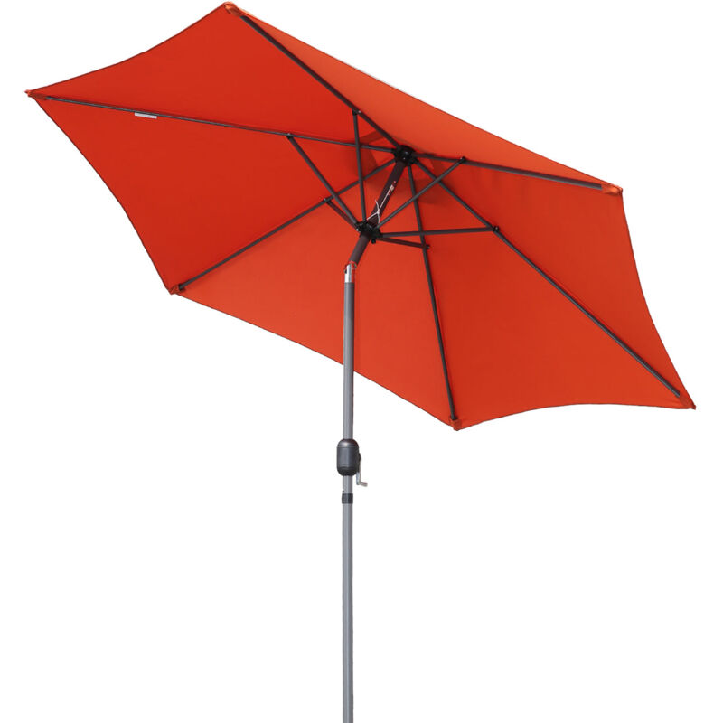 

Sombrilla de jardín de aluminio de 250 cm con mecanismo de inclinación de manivela, parasol UV 50+ Terracota - Angel Living