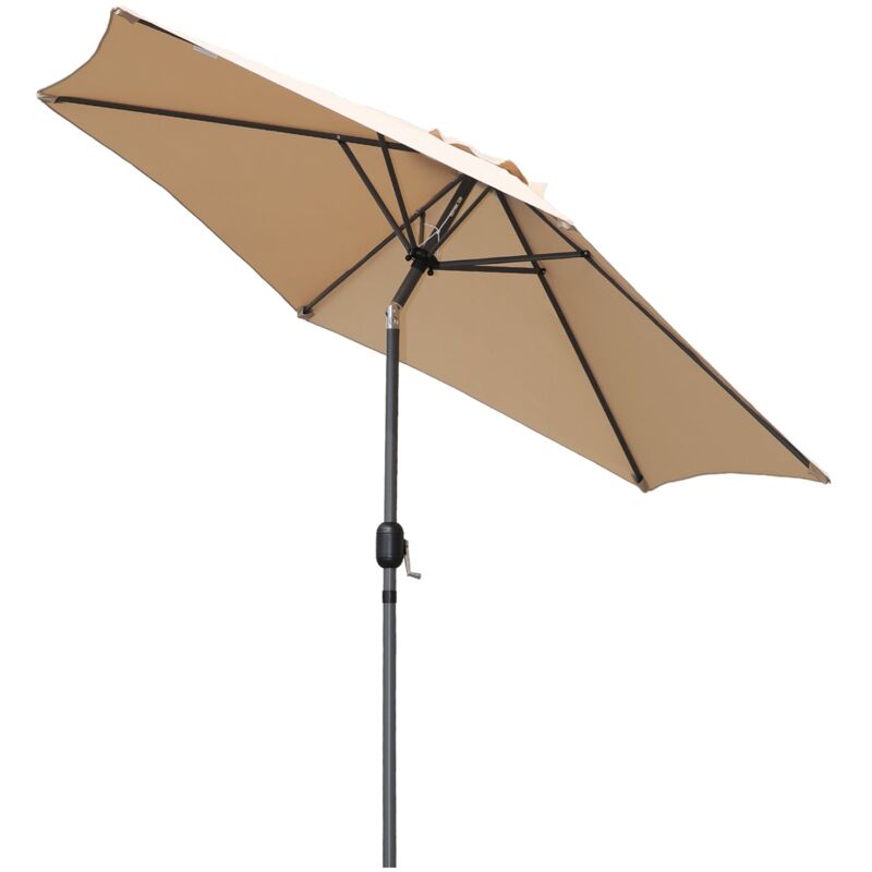 

Sombrilla de jardín de aluminio de 250 cm con mecanismo de inclinación de manivela, parasol UV 50+ Beige - Angel Living