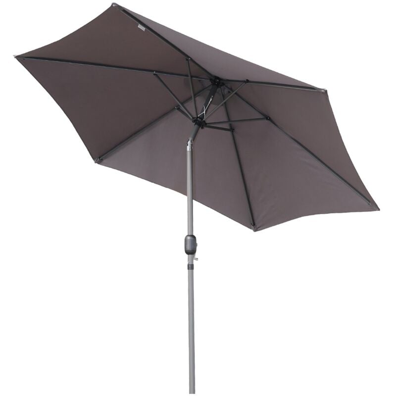 

Angel Living Sombrilla de jardín de aluminio de 250 cm con mecanismo de inclinación de manivela, parasol UV 50+ Gris
