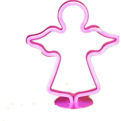 Angel Neon Light LED Neon Signs Night Light Room Decor Light with Holder Base Table Neon Light for Bedroom Gift - Plug Into Wall USB ( Angel )