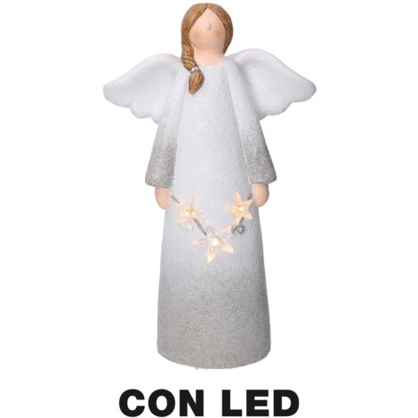 Ángel resina led blanco cm24x11,5h41