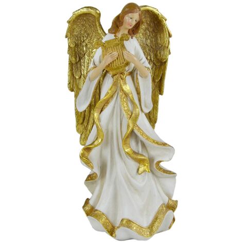 Ángel resina oro blanco cm18,8x15h37,8