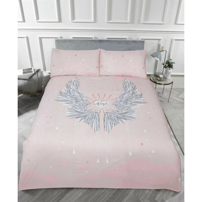 Angel Wings Duvet Cover Set - Double Blush Pink