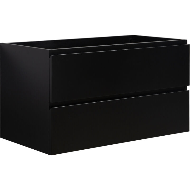 Badplaats - Waschbeckenunterschrank Angela 90cm - Mat Schwarz - Unterschrank