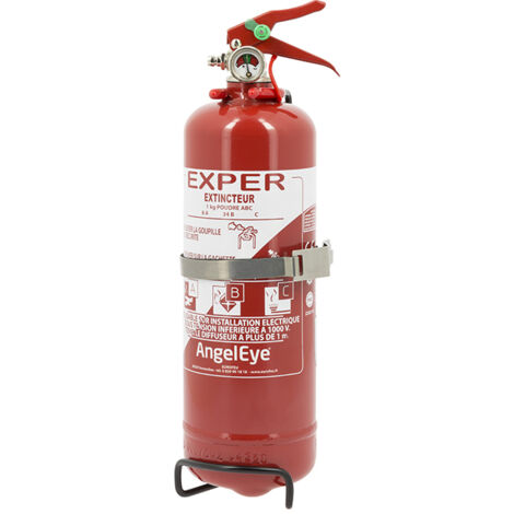 Angeleye – Extincteur à poudre ABC 1 kg – Pression permanente avec manomètre – Norme NF EN3 – Efficacité pour feux A, B et C