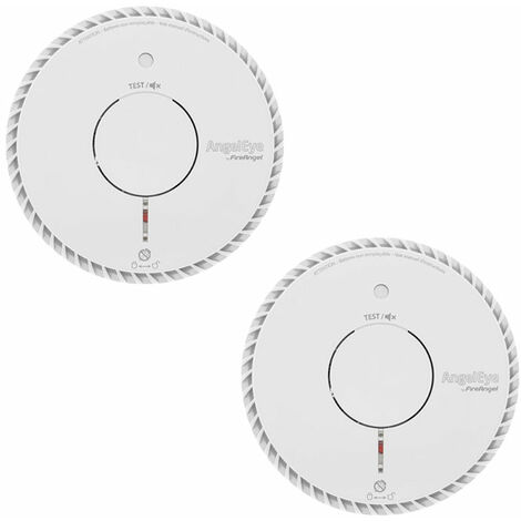 Angeleye – Lot de 2 détecteurs de fumée NF – Autonomie 10 ans – Pile lithium scellée – Capteur optique – Puissance sonore 85 dB(A)