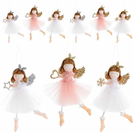 Angeli di Natale in Tulle Decorazioni da Appendere per Albero, Casa, Vetrine Set da 9 Idea Regalo