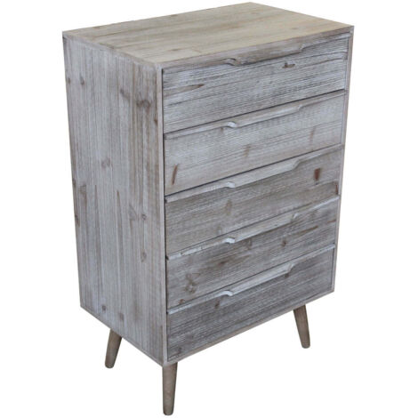 ANGELINE - mobiletto 5 cassetti in paulownia e mdf industrial