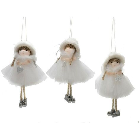 Angelo bambina con cappello velo bianco fata decorazioni per albero di natale 6pz  particolari e moderno H17