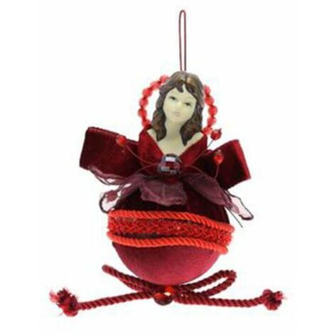 Angelo decorato su sfera Ø8 cm - colore rosso - addobbo albero di natale