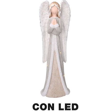 Angelo in Resina con Led oro cm 22x16xh66