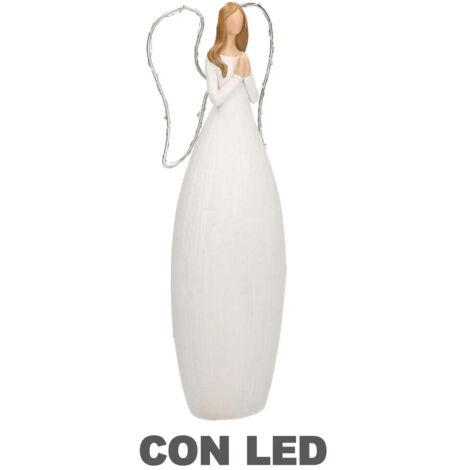 Angelo resina bianco con led cm 10x7xh30
