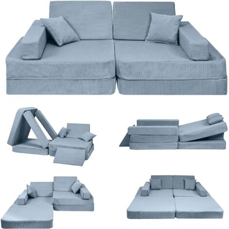Angelove Canapé pour enfants avec fonction couchage - Canapé de jeu pour enfants - Turquoise