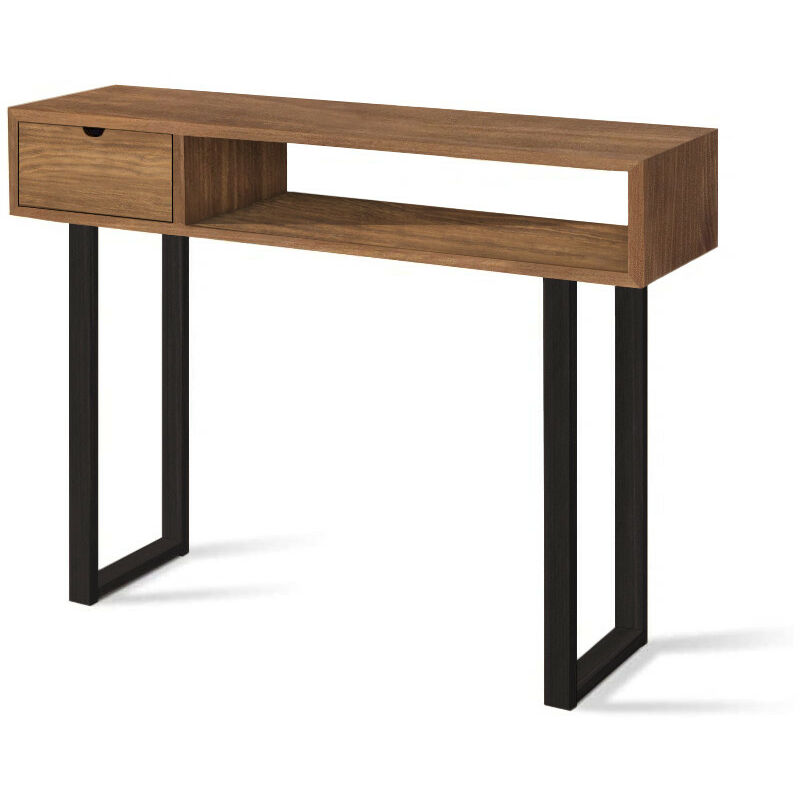 

Angi 100 - Mueble Recibidor-Entrada, Diseño Industrial-Vintage, Cajón Y Estante, Madera Maciza Natural, Patas Metálicas.