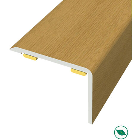 Angle aluminium adhésif replaqué chêne vernis mat Lg 135cm x larg 2,5cm x 2cm