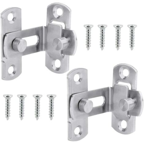 Angle Droit Serrure de Porte 2 Pièces Porte De Grange Serrure Verrou de pliage 90 Degrés En Acier Inoxydable Loquet Coulissante Minuscule Boulon de Porte avec Vis,pour Portes et Fenêtres