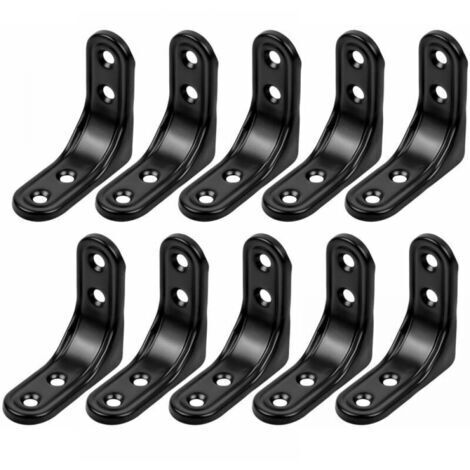 Angle Droit Support en forme, 10 Pièces Support d'angle droit, Noir Equerre Inox, 50mm Equerre de Fixation Noir, 90 Degrés équerre d'angle Droit en L-Étagère murale