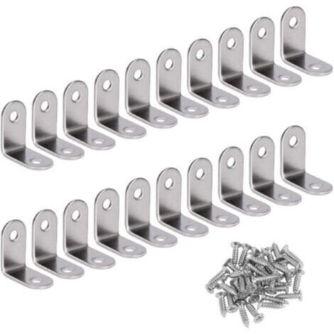 Angle Droit Support Inox 90 Degrés Support De Coin support d'angle en forme de L Fixation Équerre Livré Avec Vis Argent 20 Pièces 303016mm