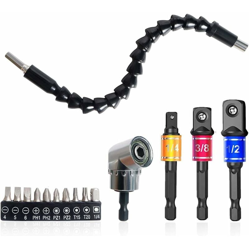 Fei Yu - Angle Flexible extension Bits Flexibles à Tige pour Tournevis Connexion Universelle Adaptateur de Visseuse d'angle 105° 3 pcs Embouts de