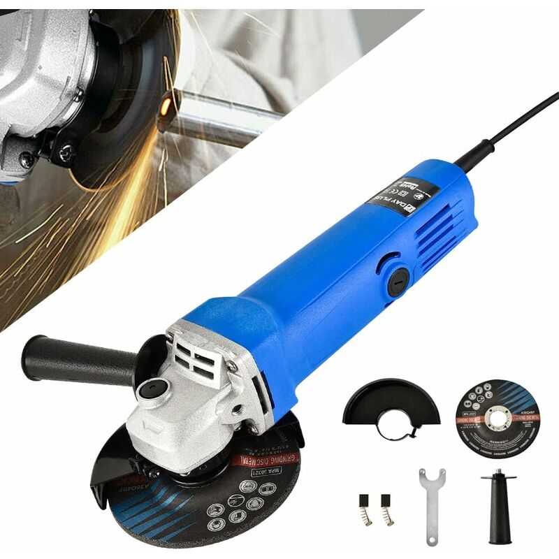 Briefness - Angle Grinder Tool with Disc & Side Handle, 12000RPM 115mm Electric Angle Grinders with Cutting Wheel Auxiliary Handle Spanner, Safety