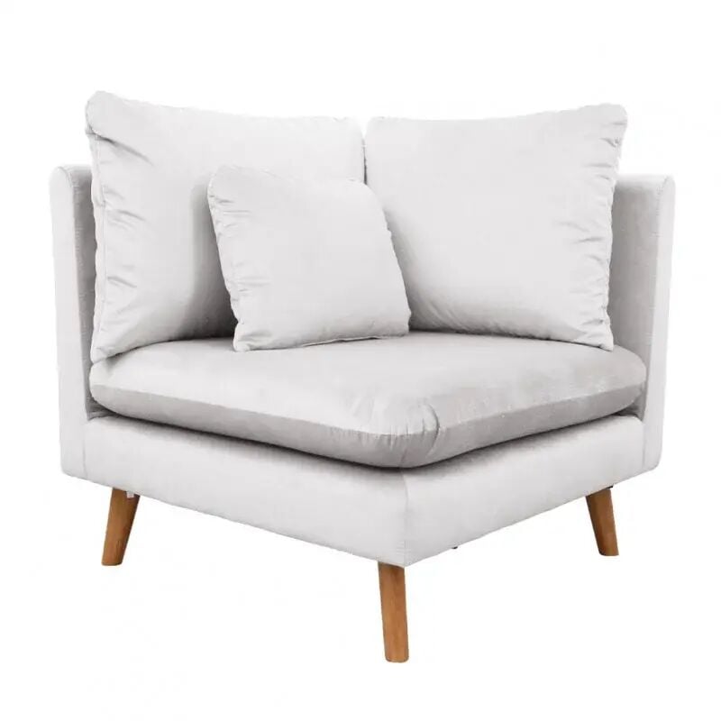 Meubletmoi - Angle pour canapé modulable en velours gris clair - lassie