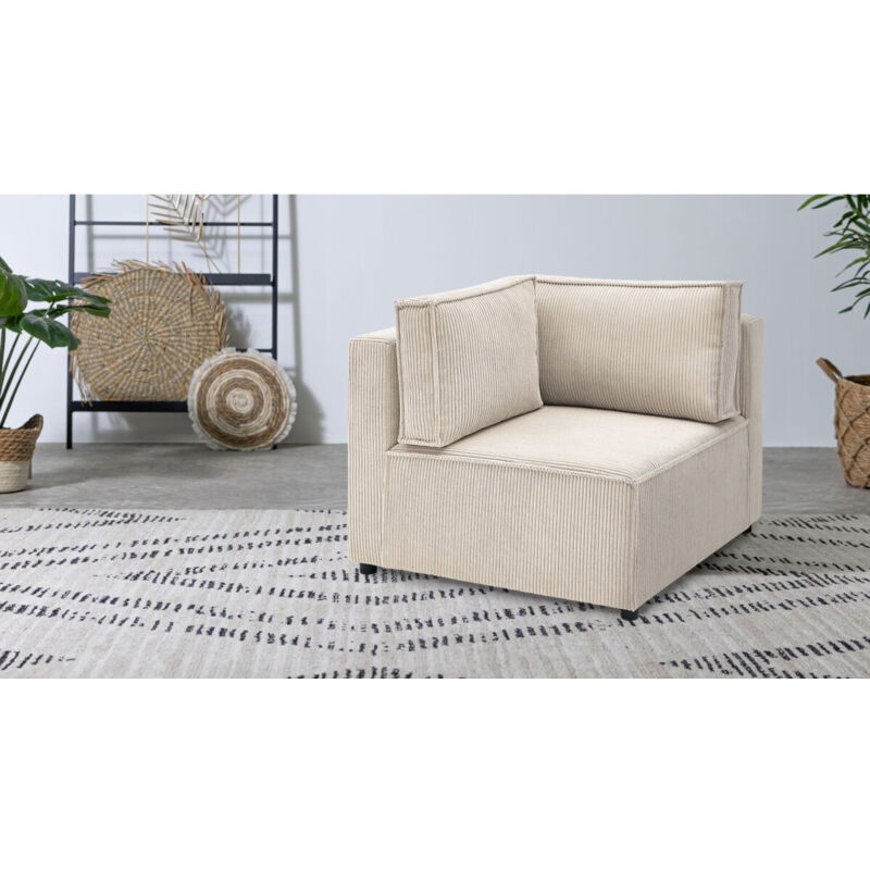 BOBOCHIC - Angle pour canapé modulable NIHAD tissu velours côtelé Beige