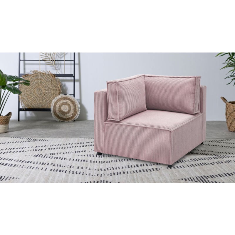 Bobochic - Angle pour canapé modulable nihad tissu velours côtelé Violet