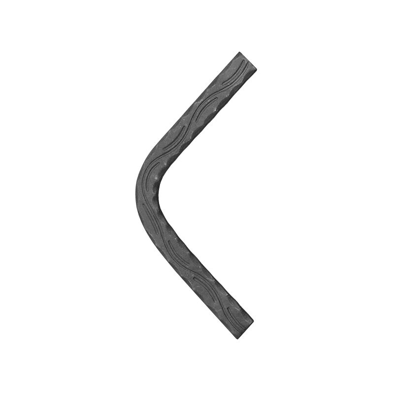 Angle martelé motif ondulé pré-formé à 90° de main courante - Hauteur 400mm largeur 40mm épaisseur 8mm - À souder - DECO FER FORGE