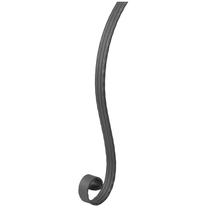 Deco Fer Forge - Crosse de main courante pleine martelée rainurée - Hauteur 860mm largeur 50mm épaisseur 10mm - Fer forgé - à souder